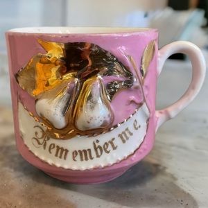 Antique German Lustre Remembrance Mustache Cup